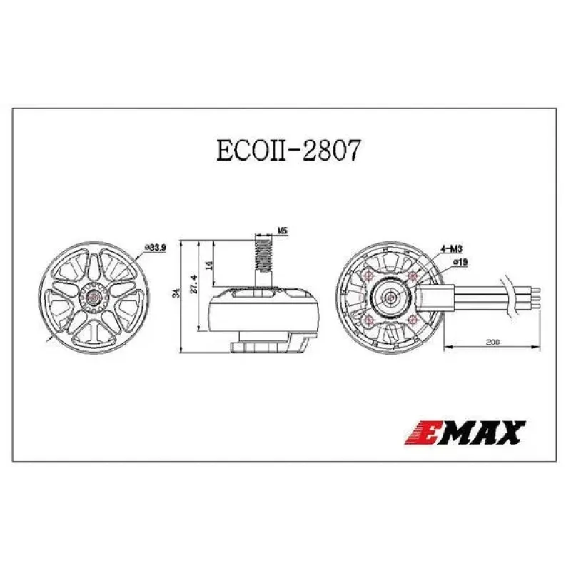 Мотор для FPV дрона Emax ECO II 2807 1300KV